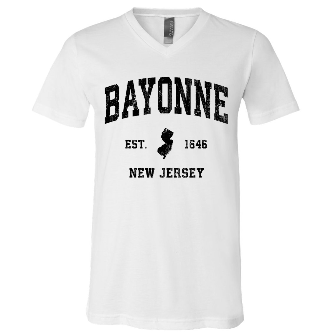 Bayonne Est 1646 New Jersey Nj Vintage Athletic Sports Design V-Neck T-Shirt