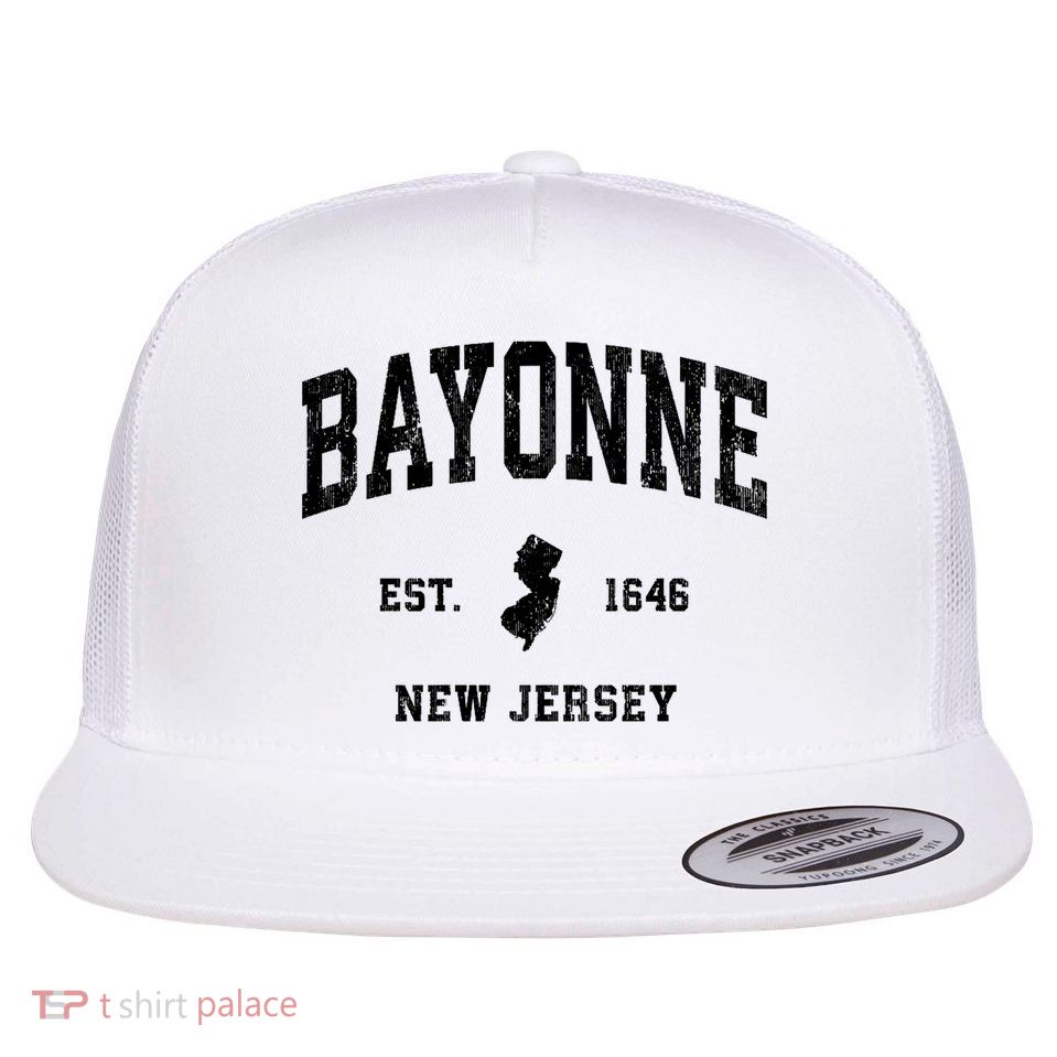 Bayonne Est 1646 New Jersey Nj Vintage Athletic Sports Design Flatbill Hat