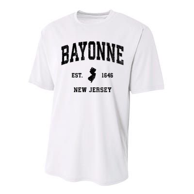 Bayonne Est 1646 New Jersey Nj Vintage Athletic Sports Design Performance Sprint T-Shirt