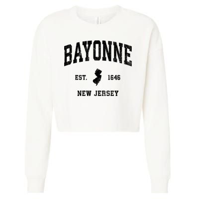 Bayonne Est 1646 New Jersey Nj Vintage Athletic Sports Design Cropped Pullover Crew