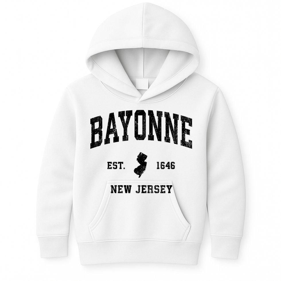 Bayonne Est 1646 New Jersey Nj Vintage Athletic Sports Design Kids Hoodie