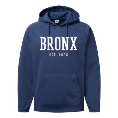 Bronx Est 1896 Nyc New York City Ny Gift Funny Gift Performance Fleece Hoodie