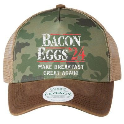 Bacon Eggs 2024 Make Breakfast Great Again! Funny Legacy Tie Dye Trucker Hat