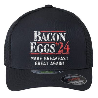 Bacon Eggs 2024 Make Breakfast Great Again! Funny Flexfit Unipanel Trucker Cap
