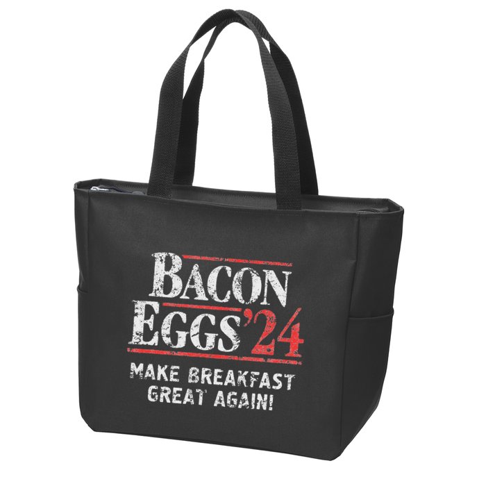 Bacon Eggs 2024 Make Breakfast Great Again! Funny Zip Tote Bag