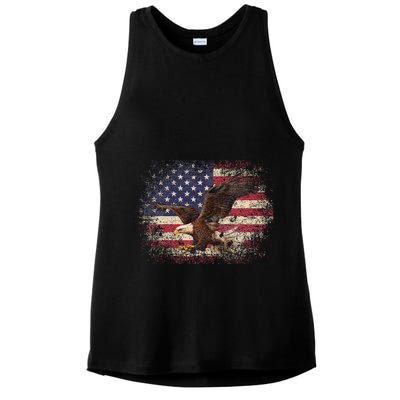 Bald Eagle 4th Of July Christmas Gift American Flag Ladies PosiCharge Tri-Blend Wicking Tank