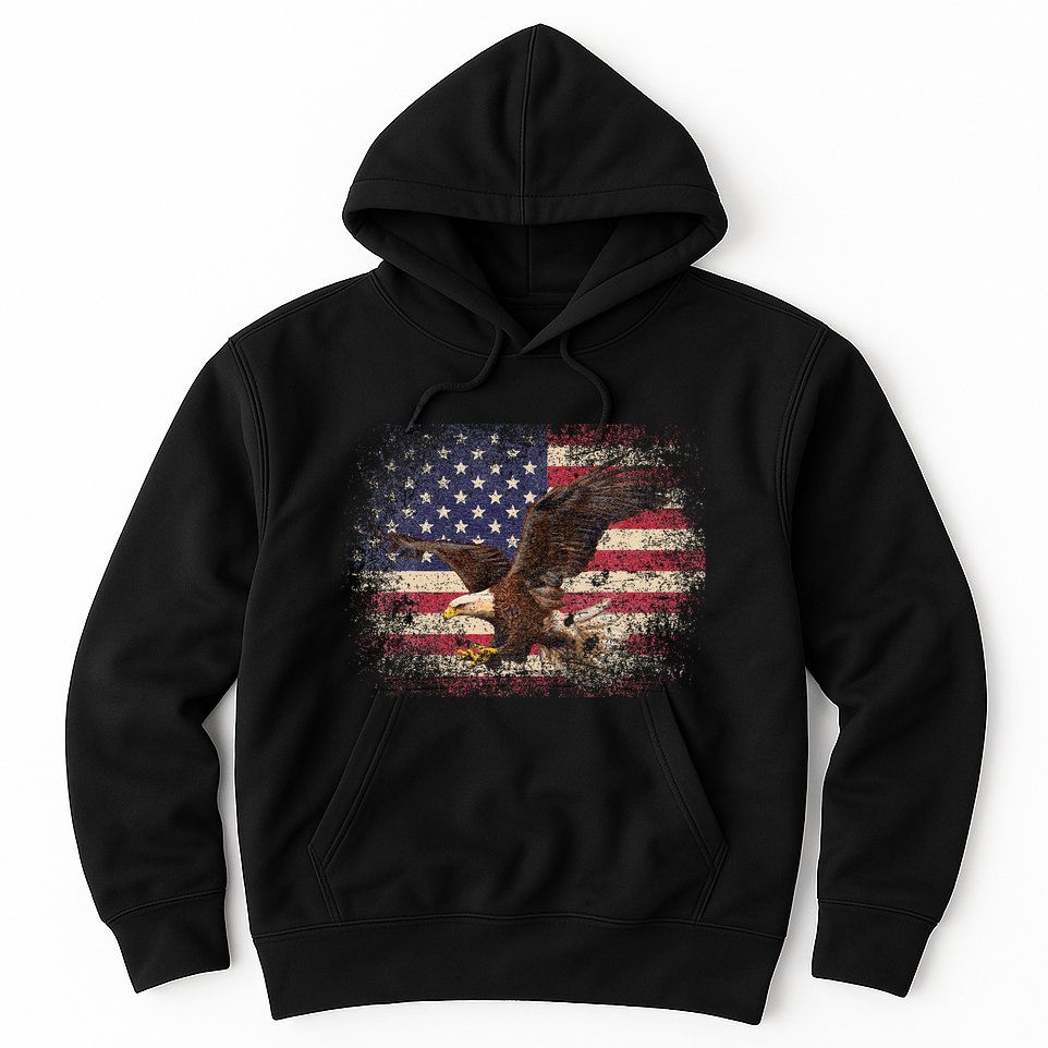 Bald Eagle 4th Of July Christmas Gift American Flag Hoodie