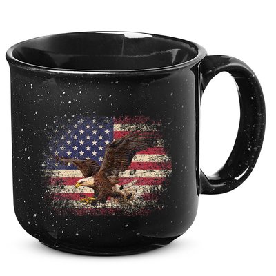 Bald Eagle 4th Of July Christmas Gift American Flag 15oz Campfire Ceramic Mug