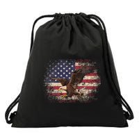 Bald Eagle 4th Of July Christmas Gift American Flag Drawstring Bag