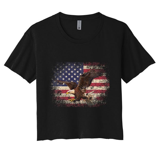 Bald Eagle 4th Of July Christmas Gift American Flag Crop Top