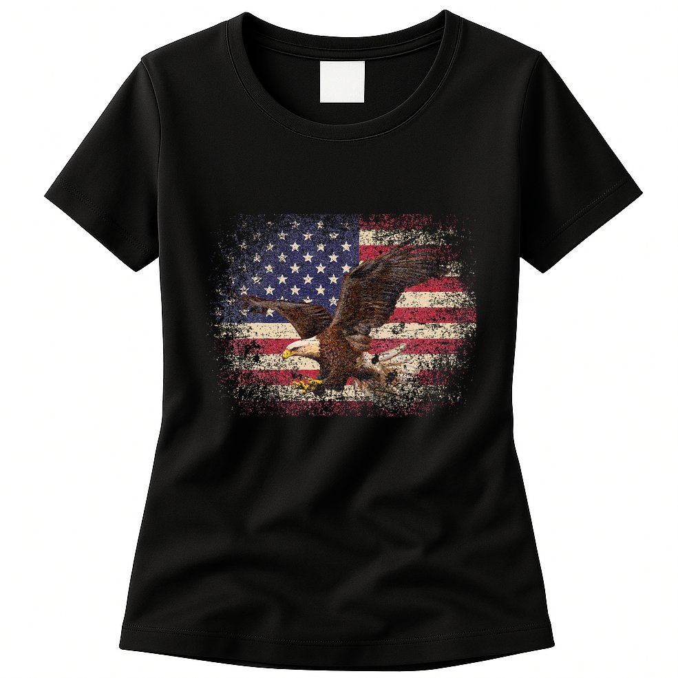 Bald Eagle 4th Of July Christmas Gift American Flag Womens T-Shirt