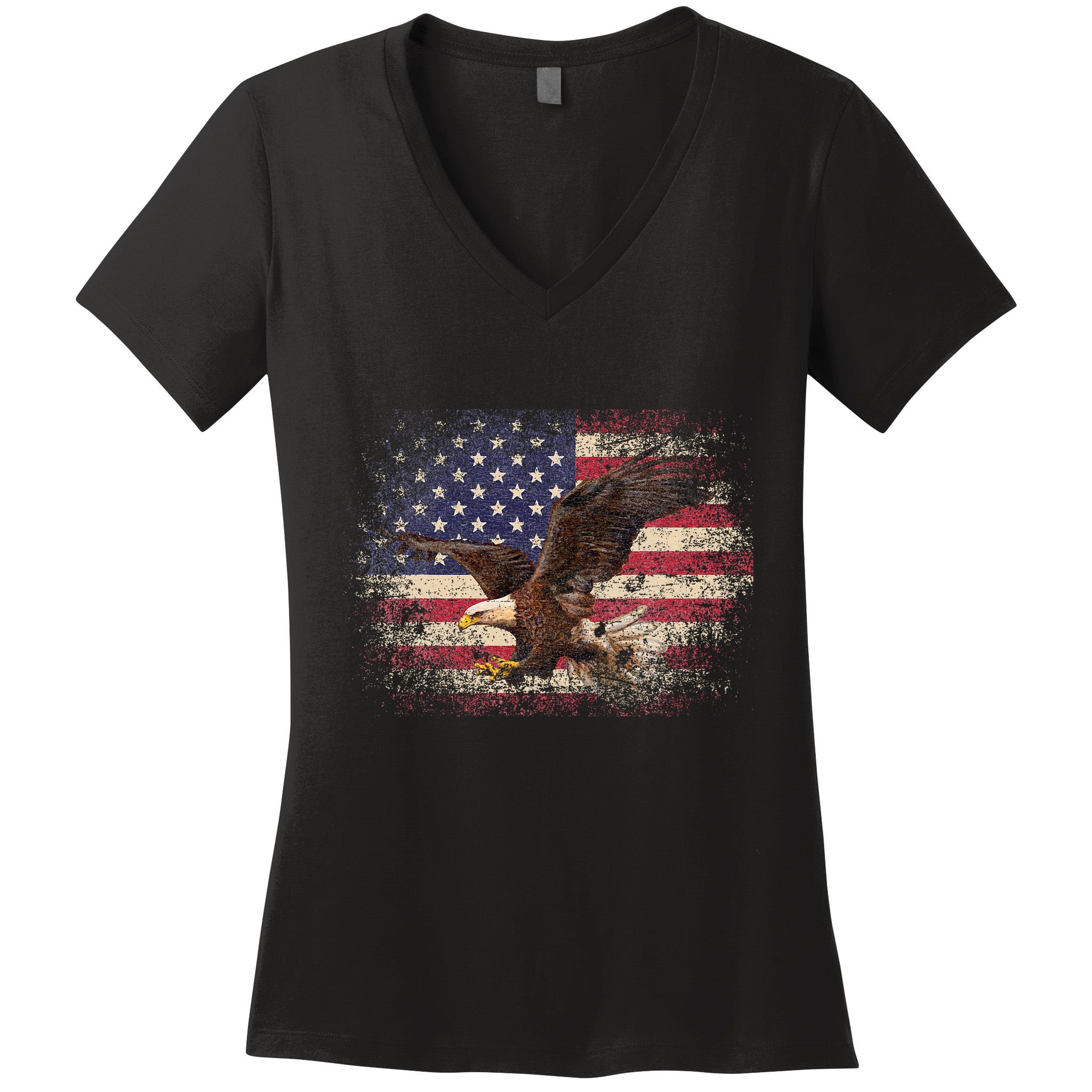 Bald Eagle 4th Of July Christmas Gift American Flag Women's V-Neck T-Shirt