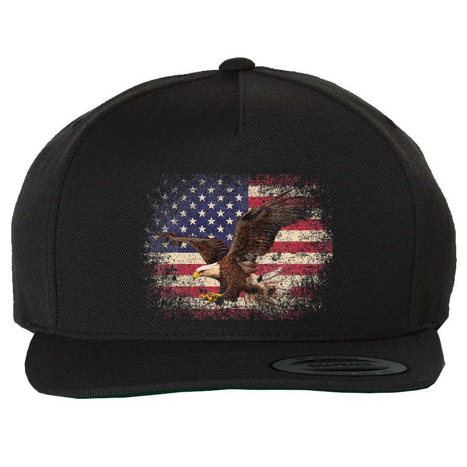 Bald Eagle 4th Of July Christmas Gift American Flag Wool Snapback Cap