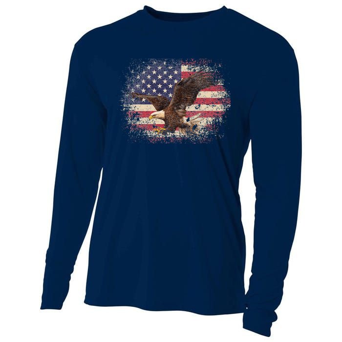 Bald Eagle 4th Of July Christmas Gift American Flag Country Cooling Performance Long Sleeve Crew