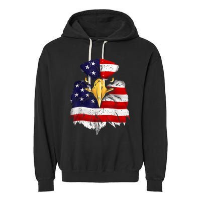 Bald Eagle 4th of July American Flag Patriotic Freedom USA Garment-Dyed Fleece Hoodie