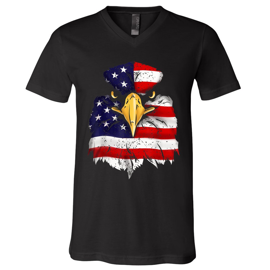 Bald Eagle 4th of July American Flag Patriotic Freedom USA V-Neck T-Shirt
