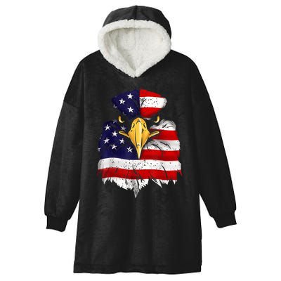 Bald Eagle 4th of July American Flag Patriotic Freedom USA Hooded Wearable Blanket