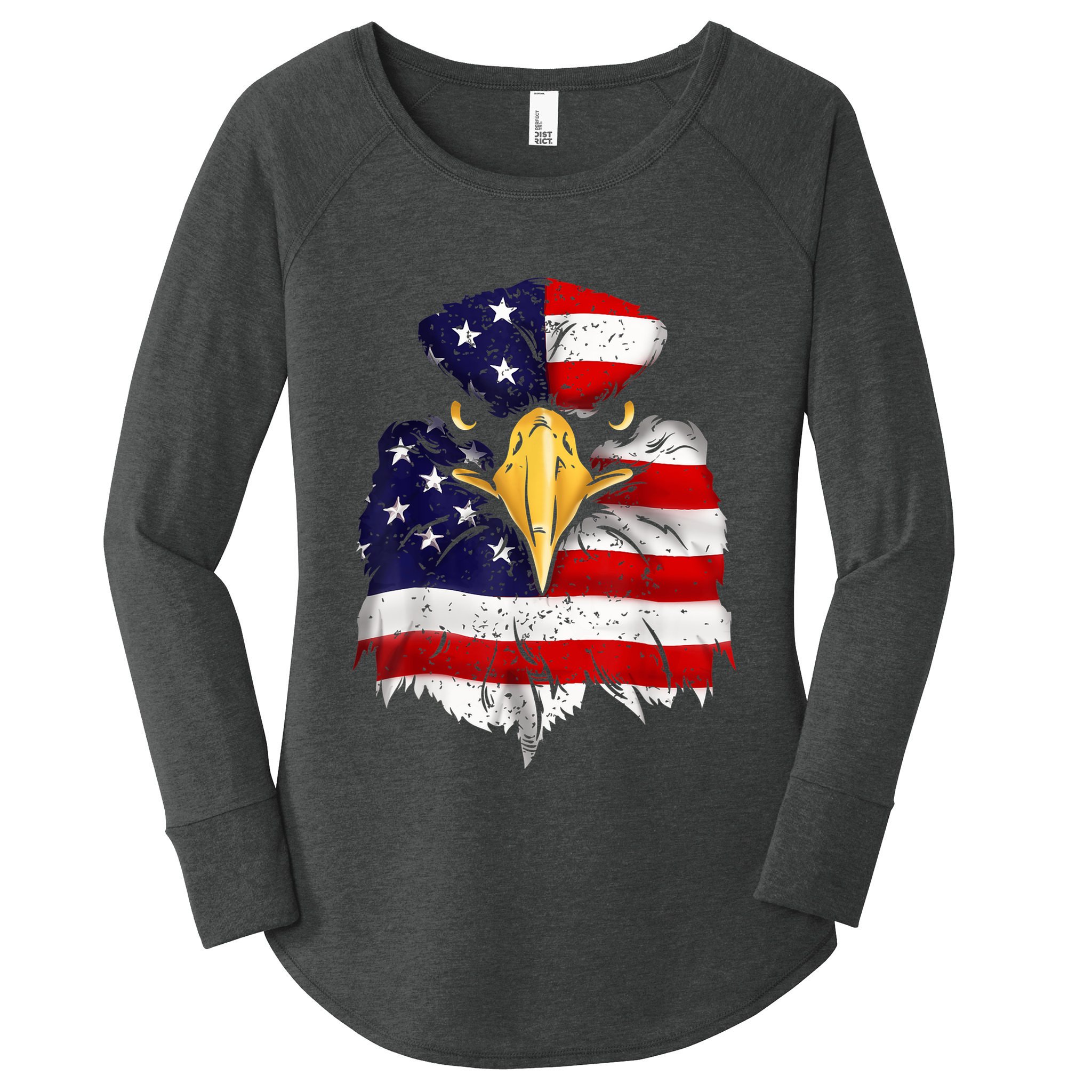 Bald Eagle 4th of July American Flag Patriotic Freedom USA Women's Perfect Tri Tunic Long Sleeve Shirt