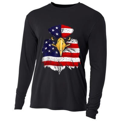 Bald Eagle 4th of July American Flag Patriotic Freedom USA Cooling Performance Long Sleeve Crew