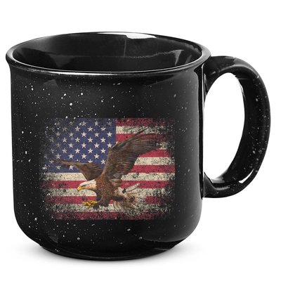 Bald Eagle 4th Of July Christmas Gift American Flag Country 15oz Campfire Ceramic Mug