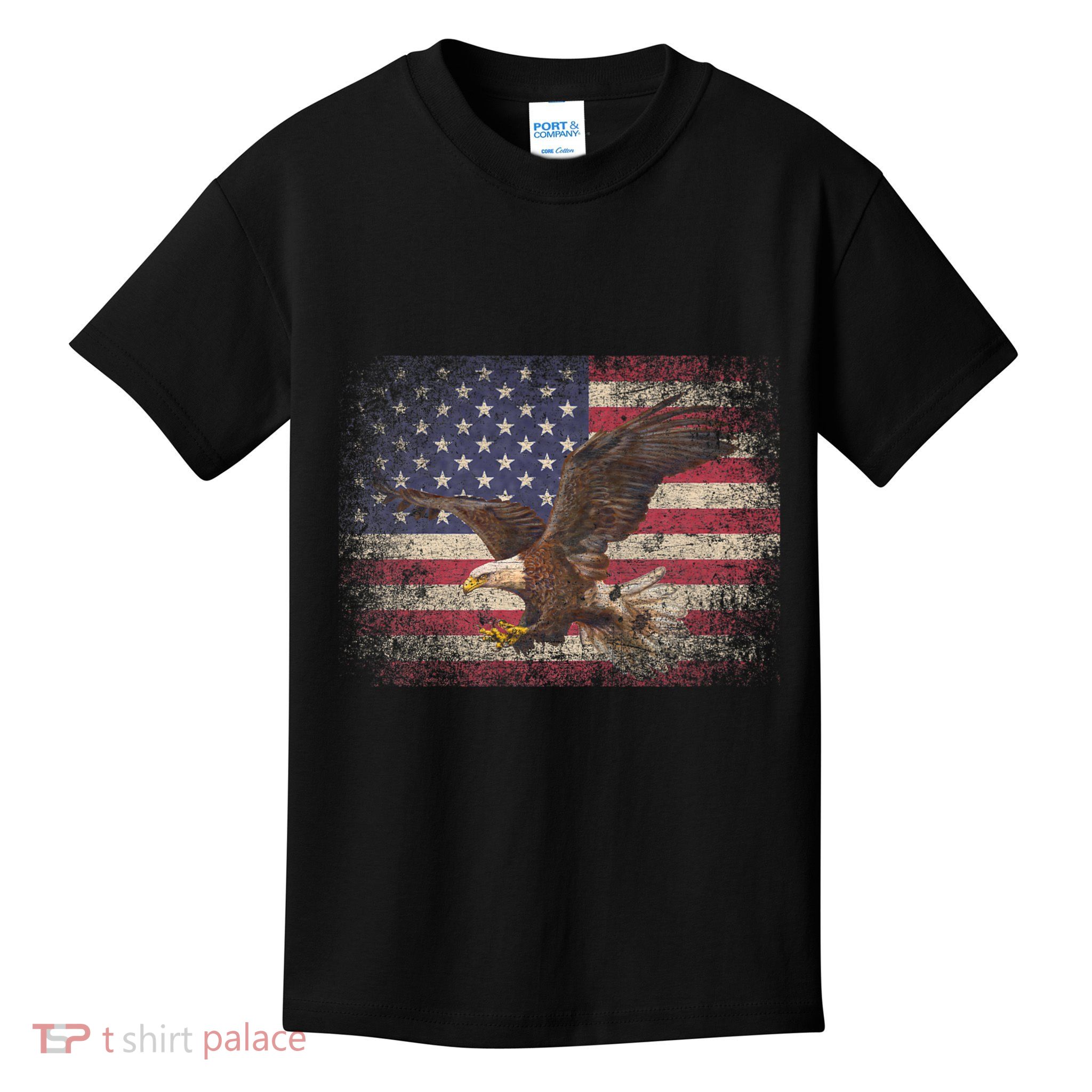 Bald Eagle 4th Of July Christmas Gift American Flag Country Kids T-Shirt