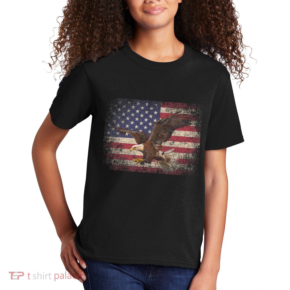 Bald Eagle 4th Of July Christmas Gift American Flag Country Kids T-Shirt