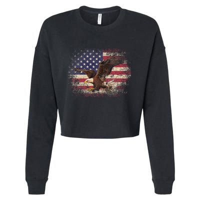 Bald Eagle 4th Of July Christmas Gift American Flag Cropped Pullover Crew