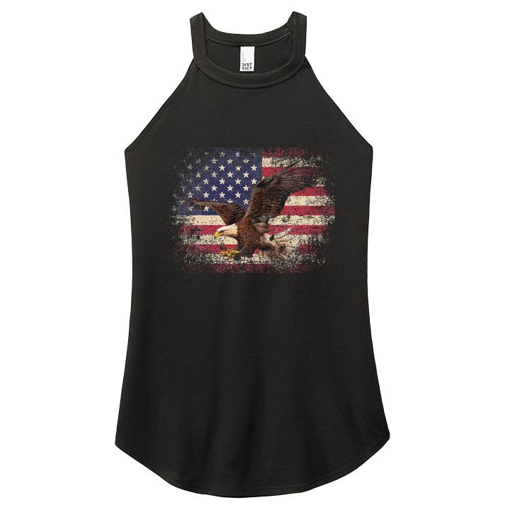 Bald Eagle 4th Of July Christmas Gift American Flag Women's Perfect Tri Rocker Tank