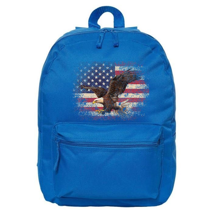 Bald Eagle 4th Of July Christmas Gift American Flag 16 in Basic Backpack