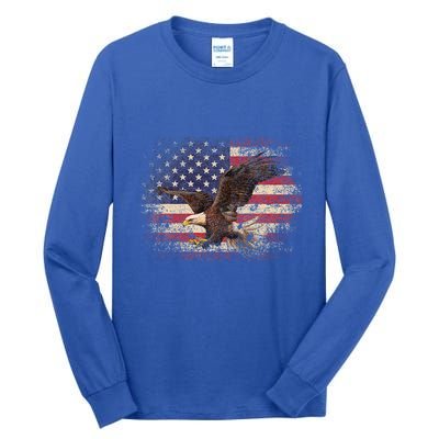 Bald Eagle 4th Of July Christmas Gift American Flag Tall Long Sleeve T-Shirt