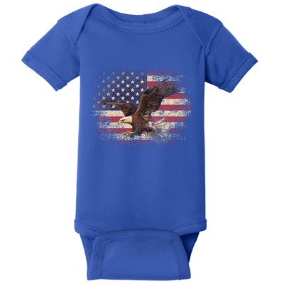 Bald Eagle 4th Of July Christmas Gift American Flag Baby Bodysuit