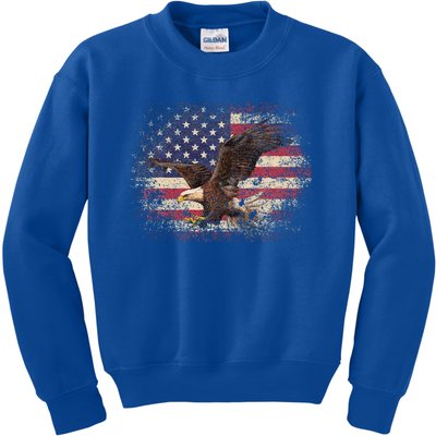 Bald Eagle 4th Of July Christmas Gift American Flag Kids Sweatshirt