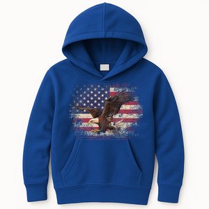 Bald Eagle 4th Of July Christmas Gift American Flag Kids Hoodie