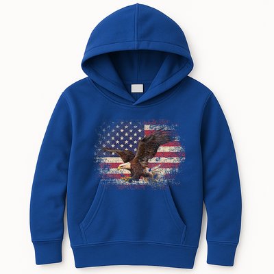 Bald Eagle 4th Of July Christmas Gift American Flag Kids Hoodie