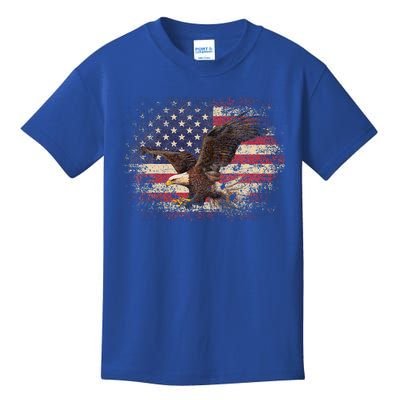 Bald Eagle 4th Of July Christmas Gift American Flag Kids T-Shirt