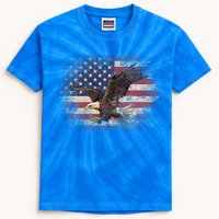 Bald Eagle 4th Of July Christmas Gift American Flag Kids Tie-Dye T-Shirt