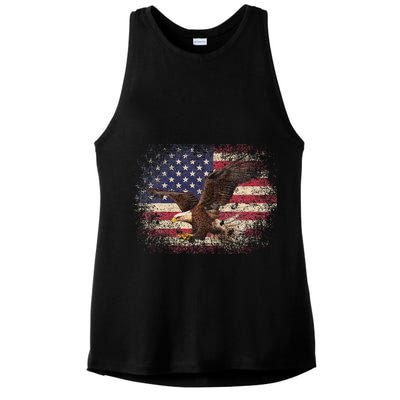 Bald Eagle 4th Of July Christmas Gift American Flag Country Ladies PosiCharge Tri-Blend Wicking Tank