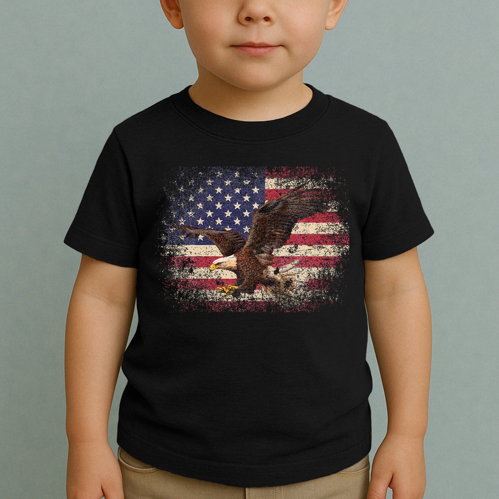 Bald Eagle 4th Of July Christmas Gift American Flag Country Toddler T-Shirt