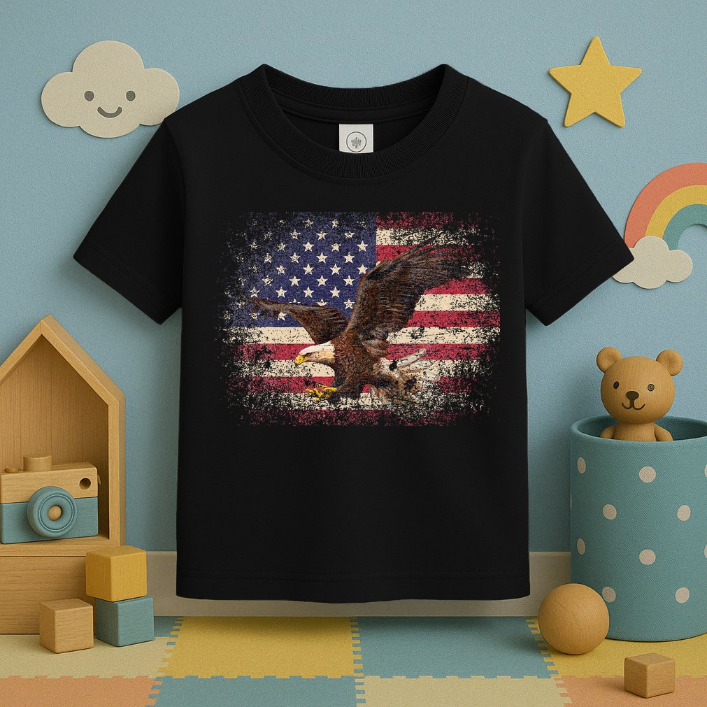 Bald Eagle 4th Of July Christmas Gift American Flag Country Toddler T-Shirt