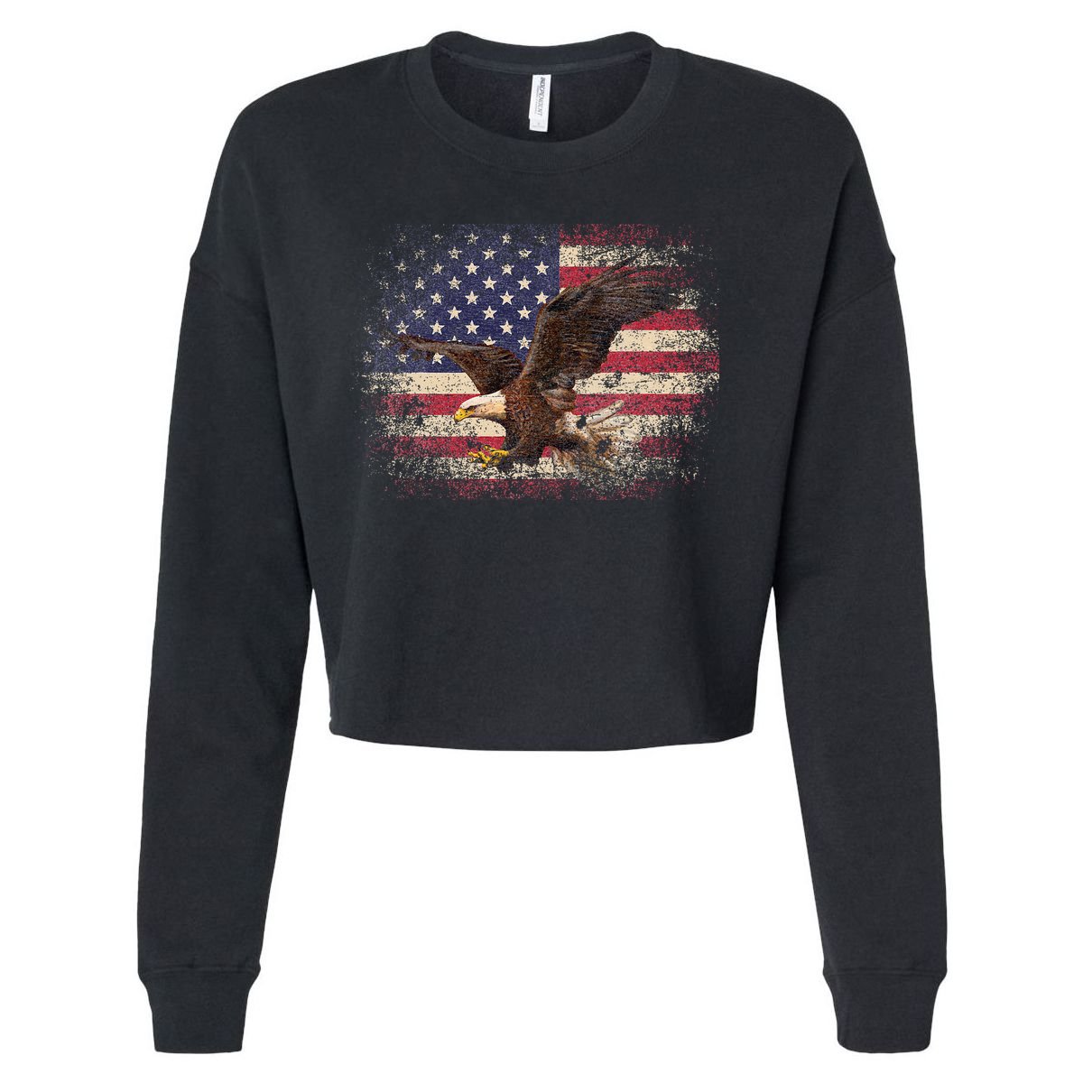 Bald Eagle 4th Of July Christmas Gift American Flag Country Cropped Pullover Crew