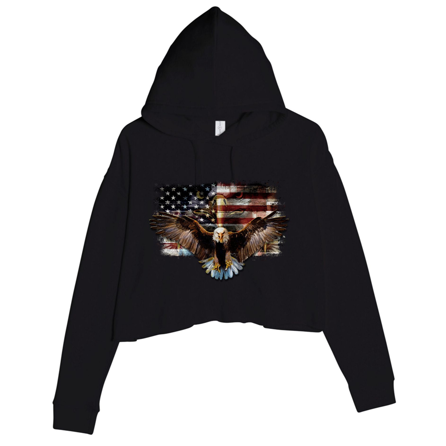 Bald Eagle 4th Of July American Usa Flag Eagle Patriotic Crop Fleece Hoodie