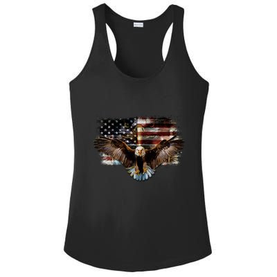 Bald Eagle 4th Of July American Usa Flag Eagle Patriotic Ladies PosiCharge Competitor Racerback Tank