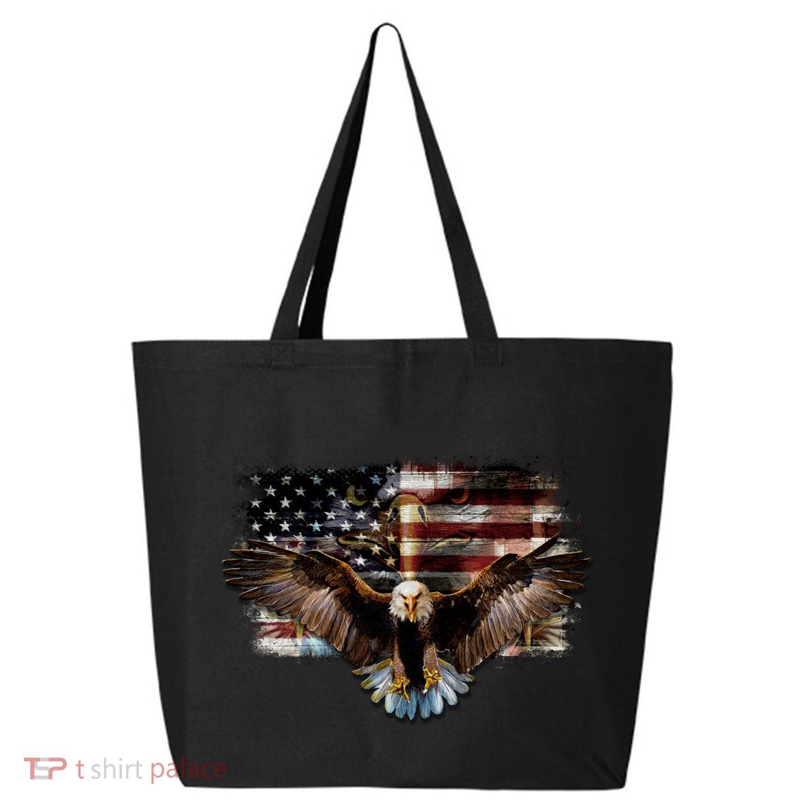 Bald Eagle 4th Of July American Usa Flag Eagle Patriotic 25L Jumbo Tote