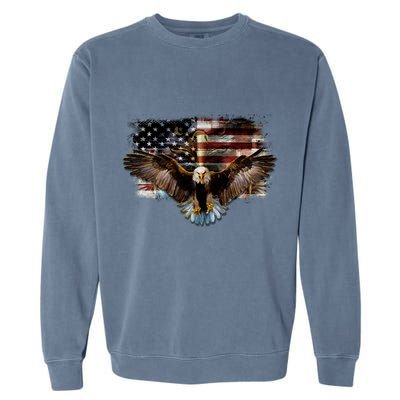 Bald Eagle 4th Of July American Usa Flag Eagle Patriotic Garment-Dyed Sweatshirt