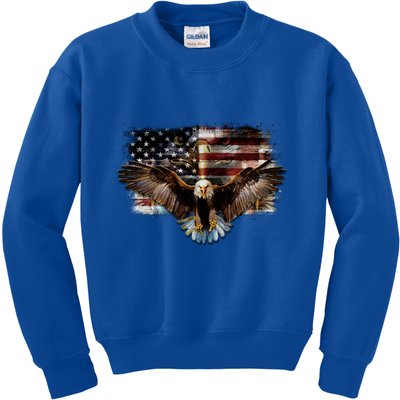 Bald Eagle 4th Of July American Usa Flag Eagle Patriotic Kids Sweatshirt