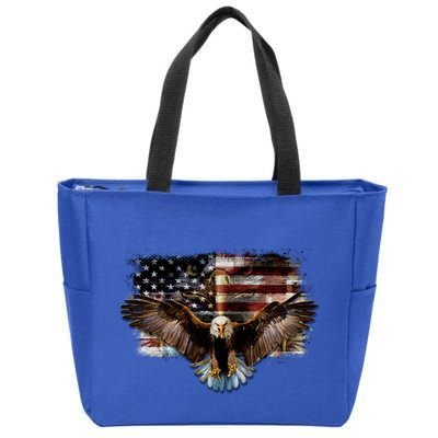 Bald Eagle 4th Of July American Usa Flag Eagle Patriotic Zip Tote Bag