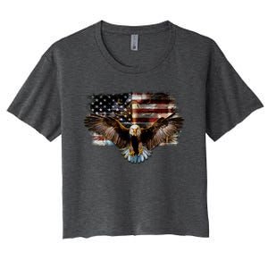 Bald Eagle 4th Of July American Usa Flag Eagle Patriotic Women's Crop Top Tee