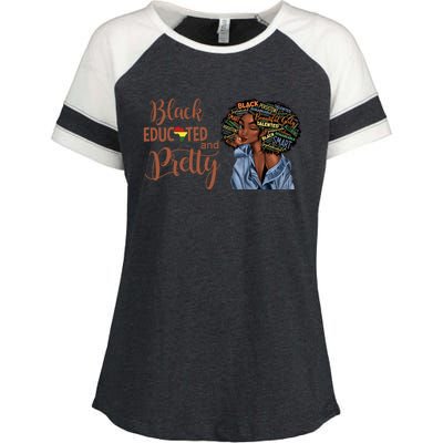 Black Educated And Pretty Gift Enza Ladies Jersey Colorblock Tee