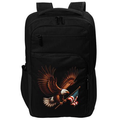 Bald Eagle American Flag 4th Of July Patriotic Man Woman Impact Tech Backpack