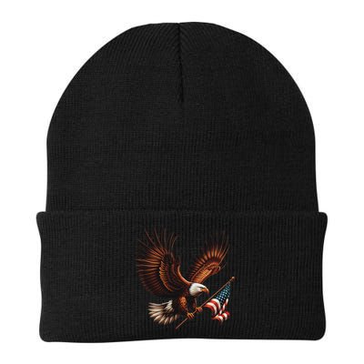 Bald Eagle American Flag 4th Of July Patriotic Man Woman Beanie